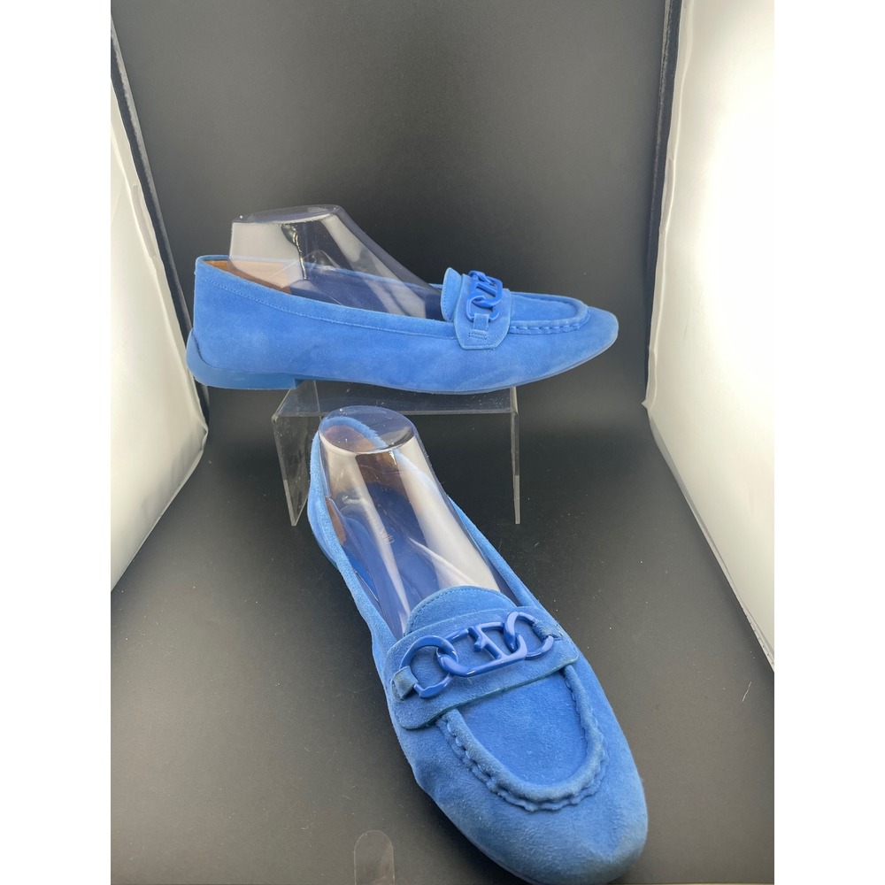 Franco Sarto Blue Suede Horsebit Loafers Size 11 Moc Toe Slip On Flats Italy‎